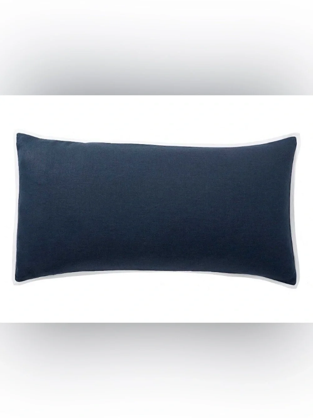 Pottery Barn Belgian Flax Linen Navy Contrast Flange Shams Set